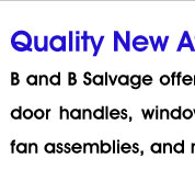 B And B Salvage New Aftermarket Parts Selection